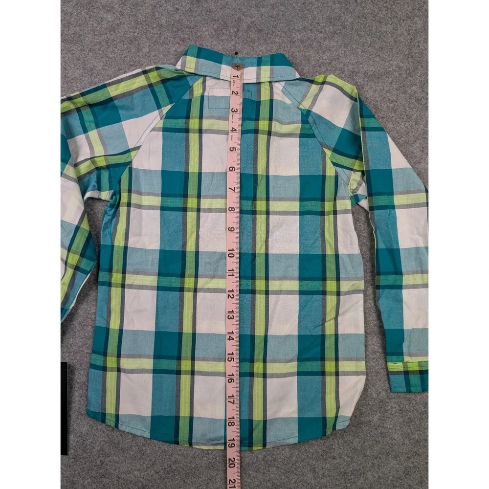 Hurley Kids Teal Green Plaid Long Sleeve Button Down Shirt‎ 4T NWT